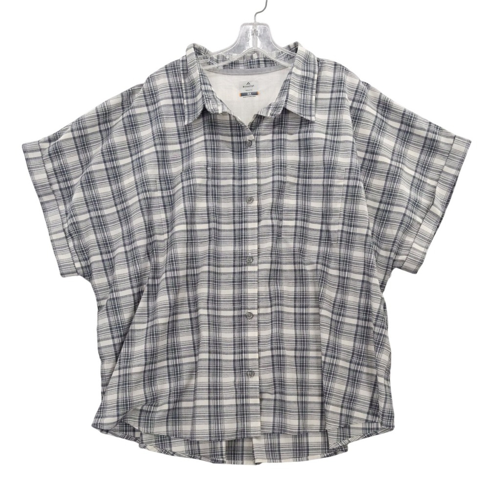Ridgecut Toughwear Plaid Button Up‎ Shirt Short Sleeve Top Relaxed Fit 3X